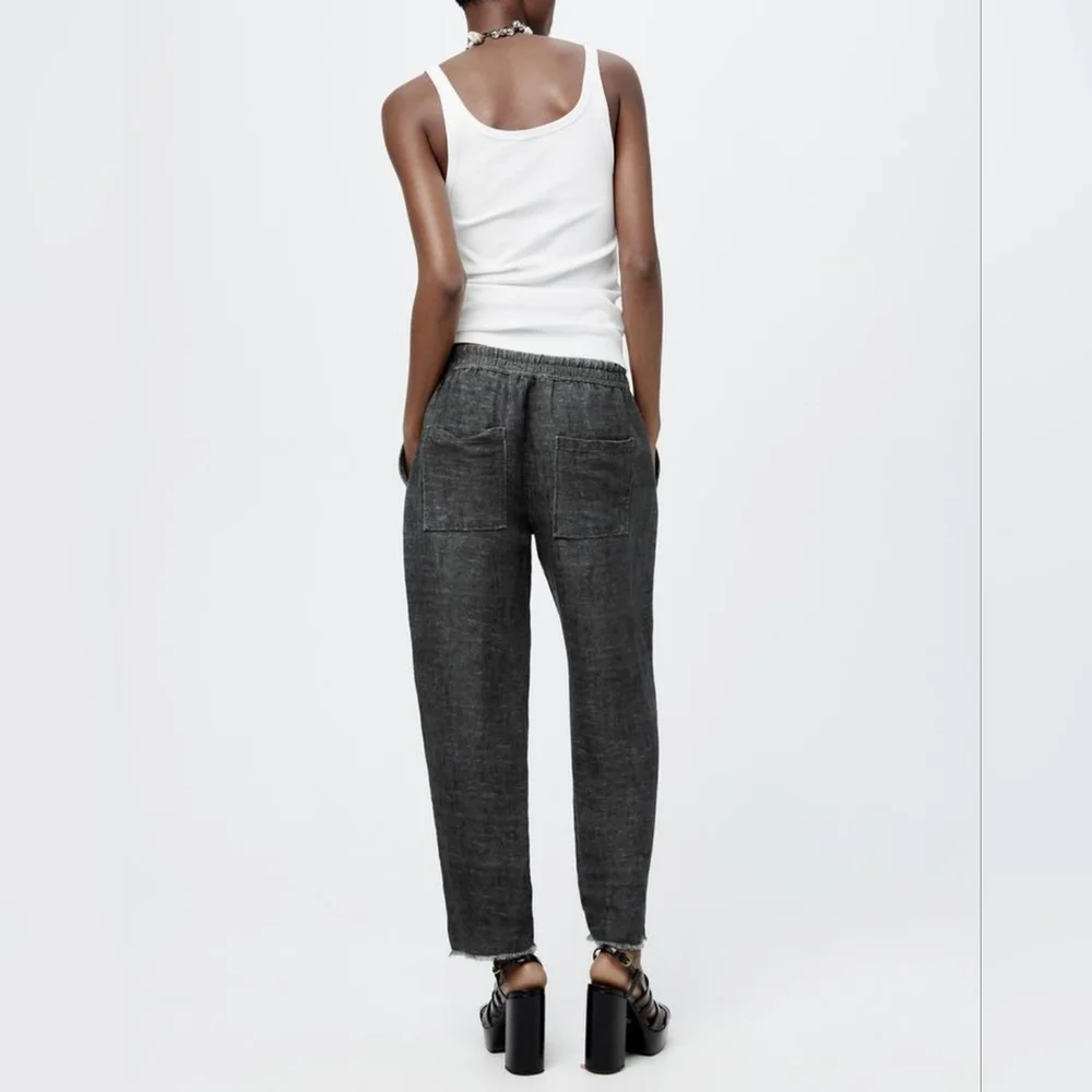 ZARA ZW COLLECTION LINEN BLEND JOGGER PANTS